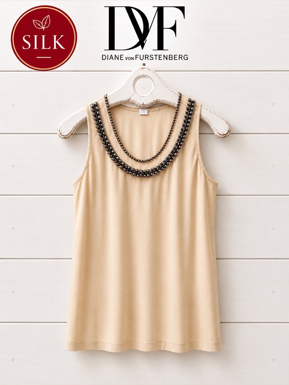 DIANE VON FURSTENBERG – Silk Embellished Top (M)